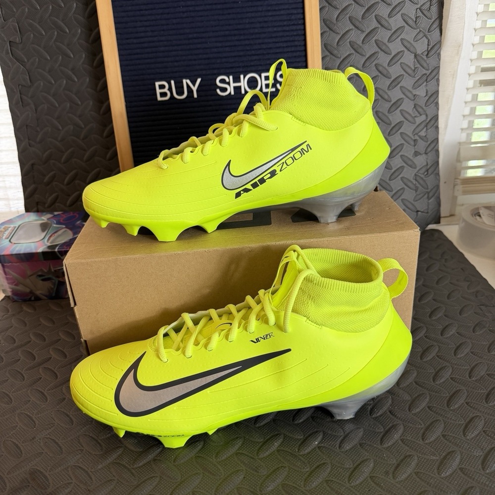 Nike Vapor Pro 1 Men's Size 12.5 Football Cleats 'Volt / Silver - IQ5163-700